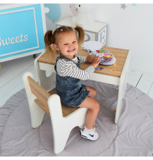 Комплект детской мебели столик и стульчик  70×45×51, стол и стул в детскую, белый с деревом