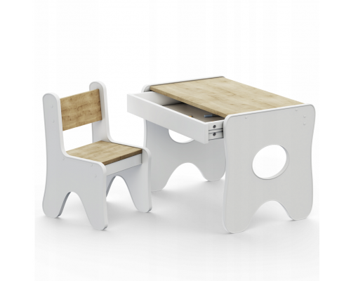Комплект детской мебели столик и стульчик  70×45×51, стол и стул в детскую, белый с деревом