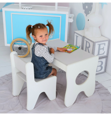 Комплект детской мебели столик и стульчик  70×45×51, стол и стул в детскую, белый с серым