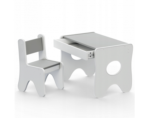 Комплект детской мебели столик и стульчик  70×45×51, стол и стул в детскую, белый с серым