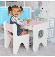 Комплект детской мебели столик и стульчик  70×45×51, стол и стул в детскую, белый с розовым
