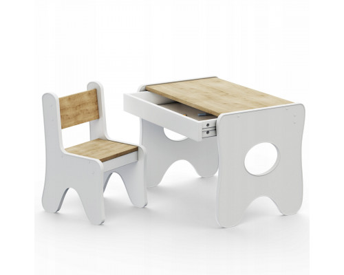 Стульчик в детскую комнату 55×37×33 детский удобный стул для игр, белый с деревом