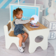 Удобный столик в детскую комнату 70×45×51, детский игральный стол с ящиком, белый с деревом