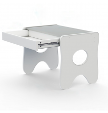 Удобный столик в детскую комнату 70×45×51, детский игральный стол с ящиком, белый с серым