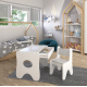 Удобный столик в детскую комнату 70×45×51, детский игральный стол с ящиком, белый с серым