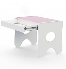 Удобный столик в детскую комнату 70×45×51, детский игральный стол с ящиком, белый с розовым