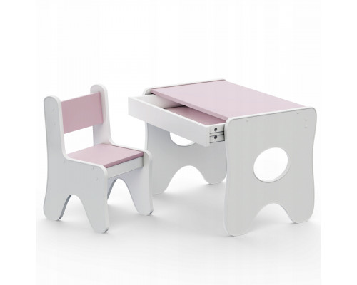 Удобный столик в детскую комнату 70×45×51, детский игральный стол с ящиком, белый с розовым