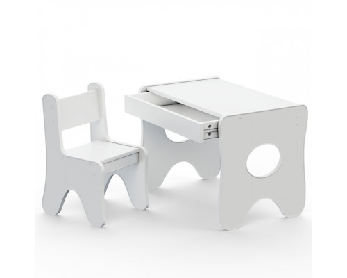 Удобный столик в детскую комнату 70×45×51, детский игральный стол с ящиком, белый