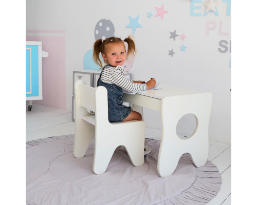 Удобный столик в детскую комнату 70×45×51, детский игральный стол с ящиком, белый
