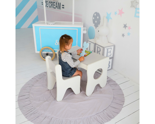 Стульчик в детскую комнату 55×37×33 детский удобный стул для игр, белый с серым