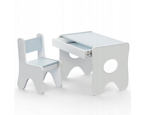 Стульчик в детскую комнату 55×37×33 детский удобный стул для игр, белый с голубым