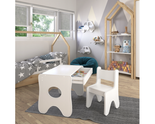 Стульчик в детскую комнату 55×37×33 детский удобный стул для игр, белый