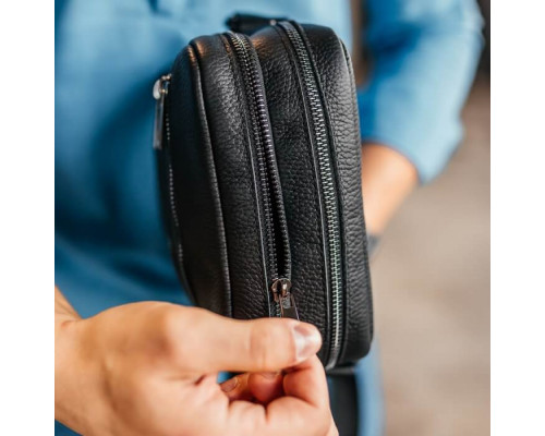 Чоловіча шкіряна чорна сумка через плече Detroit