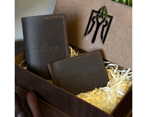 Подарунковий чоловічий набір із затискача для грошей та обкладинки на паспорт