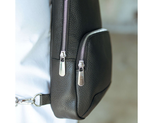 Чоловіча шкіряна сумка слінг Yozone чорна