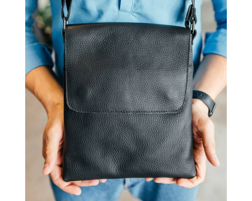 Чоловіча шкіряна сумка через плече Клапан