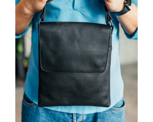 Чоловіча шкіряна сумка через плече Клапан