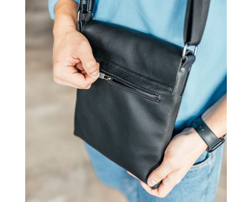 Чоловіча шкіряна сумка через плече Клапан