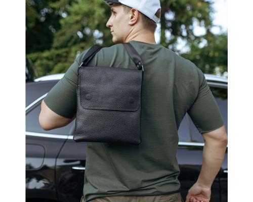Чоловіча шкіряна сумка через плече Клапан
