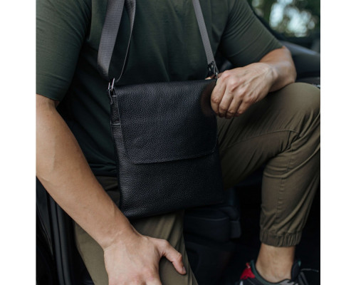 Чоловіча шкіряна сумка через плече Клапан