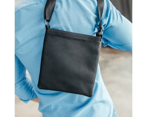 Чоловіча шкіряна сумка через плече No Poket зерниста