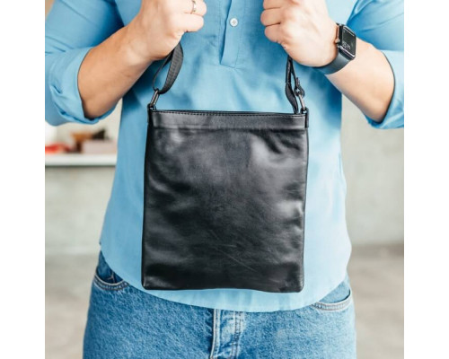 Чоловіча шкіряна сумка через плече No Poket гладка