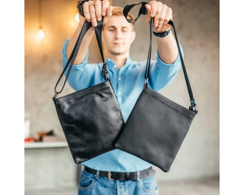 Чоловіча шкіряна сумка через плече No Poket гладка