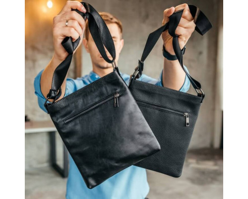 Чоловіча шкіряна сумка через плече No Poket гладка