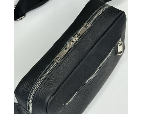 Чоловіча шкіряна чорна сумка на пояс бананка Кентукки