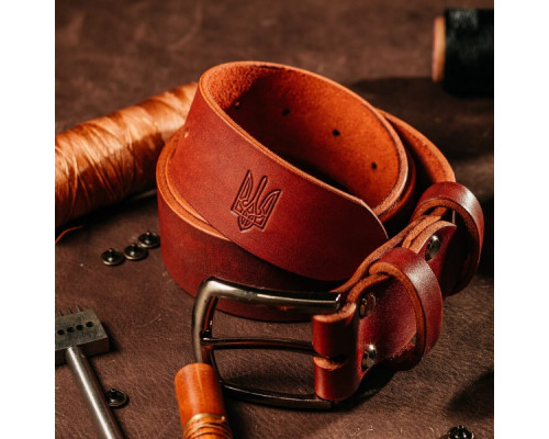 Чоловічий ремінь Florida коричневий тризуб