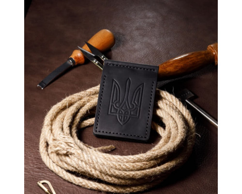 Затискач для грошей чорний Тризуб