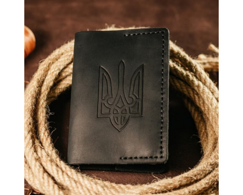 Чоловіча обкладинка на паспорт чорна Тризуб