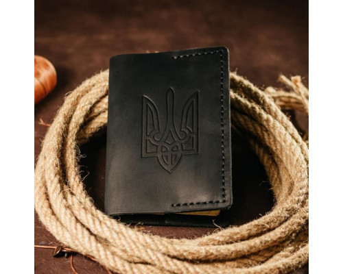 Чоловіча обкладинка на паспорт чорна Тризуб