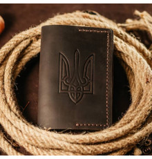Чоловіча обкладинка на паспорт коричнева Тризуб