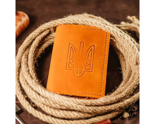 Чоловіча обкладинка на паспорт руда Тризуб