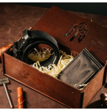 Подарунковий чоловічий набір з ременя Florida та затискача для грошей