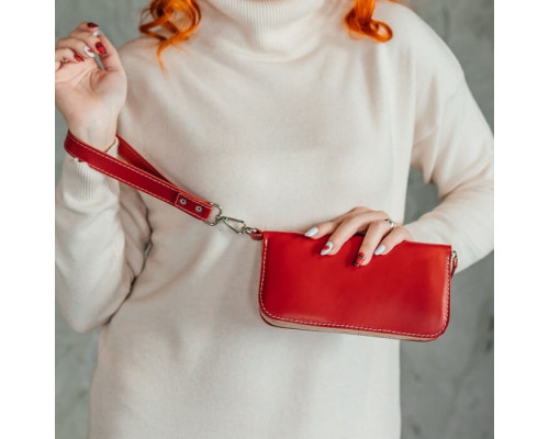 Жіночий клатч червоний гладкий