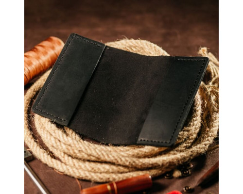 Обложка на паспорт женская черная Трезубец