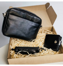 Женский набор ЦЕ ВСЕ ТОБІ из сумки Джорджия, кошелька Бифолд и ключницы в черном цвете