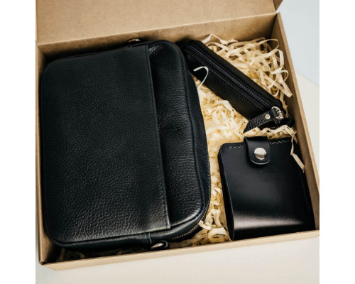 Женский набор ЦЕ ВСЕ ТОБІ из сумки Джорджия, кошелька Бифолд и ключницы в черном цвете