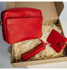 Женский набор ЦЕ ВСЕ ТОБІ из сумки Джорджия, кошелька Бифолд и ключницы в  красном цвете