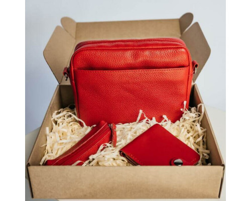 Женский набор ЦЕ ВСЕ ТОБІ из сумки Джорджия, кошелька Бифолд и ключницы в  красном цвете