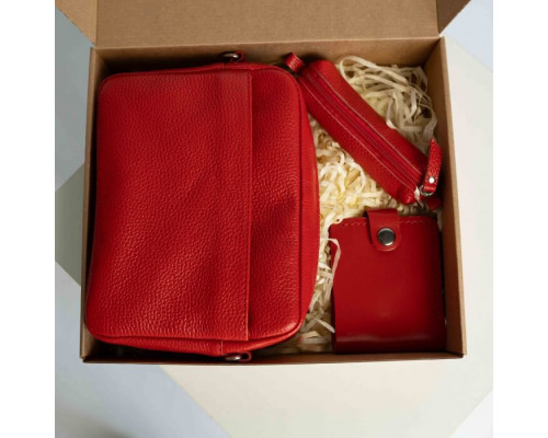 Женский набор ЦЕ ВСЕ ТОБІ из сумки Джорджия, кошелька Бифолд и ключницы в  красном цвете