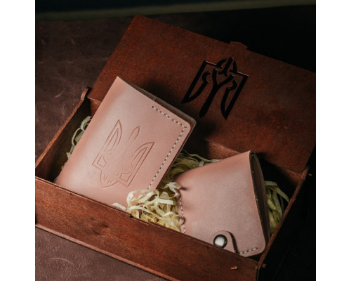 Женский подарочный набор из кошелька Бифолд и обложка на паспорт