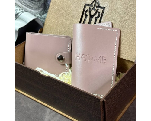 Женский подарочный набор из кошелька Бифолд и обложка на паспорт