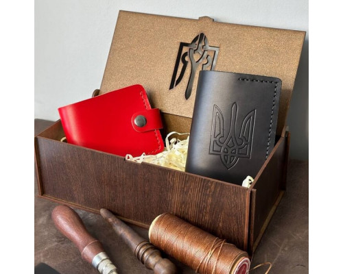 Женский подарочный набор из кошелька Бифолд и обложка на паспорт