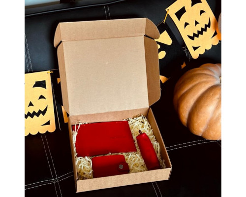 Женский набор из кошелька, обложки на паспорт и ключницы в красном цвете