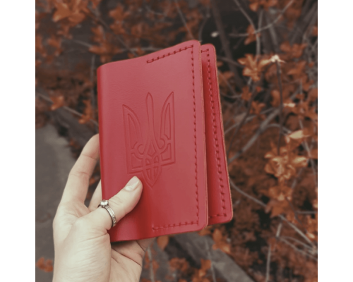 Женский набор из кошелька, обложки на паспорт и ключницы в красном цвете