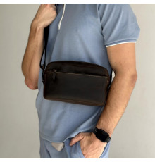 Мужская кожаная сумка через плечо New York коричневая