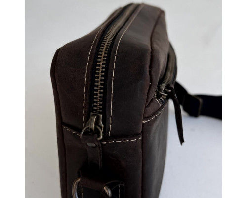 Мужская кожаная сумка через плечо New York коричневая